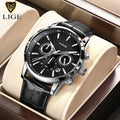 LIGE QQQ Watch Men Fashion Sports Quartz Clocks Mens Watches Top Brand Leather Military Waterproof Date Watch Relogio Masculino