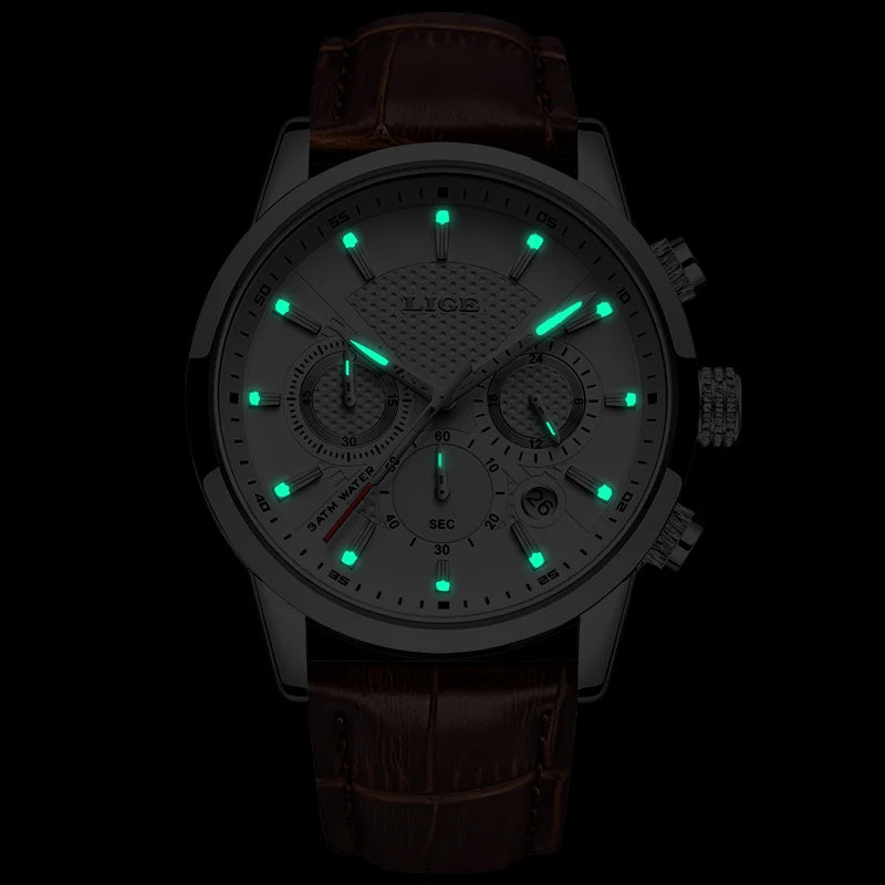 LIGE QQQ Watch Men Fashion Sports Quartz Clocks Mens Watches Top Brand Leather Military Waterproof Date Watch Relogio Masculino