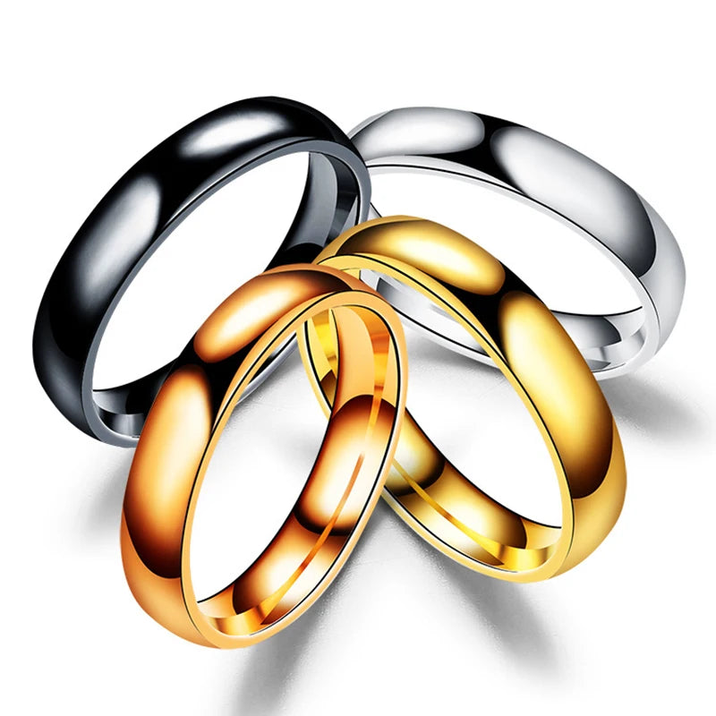 6MM Stainless Steel Smooth Rings For Women Men Titanium Steel Ring Couple Wedding Fashion Waterproof Jewelry Gift