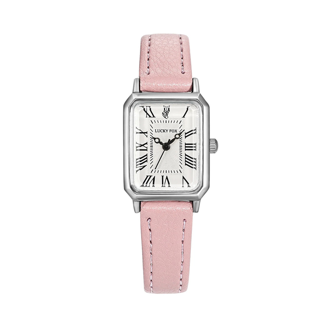 Fashion Rectangle Quartz Wrist Watch for Women Luxury Brand Roman Dial Leather Strap  Ladies Watches Clock
