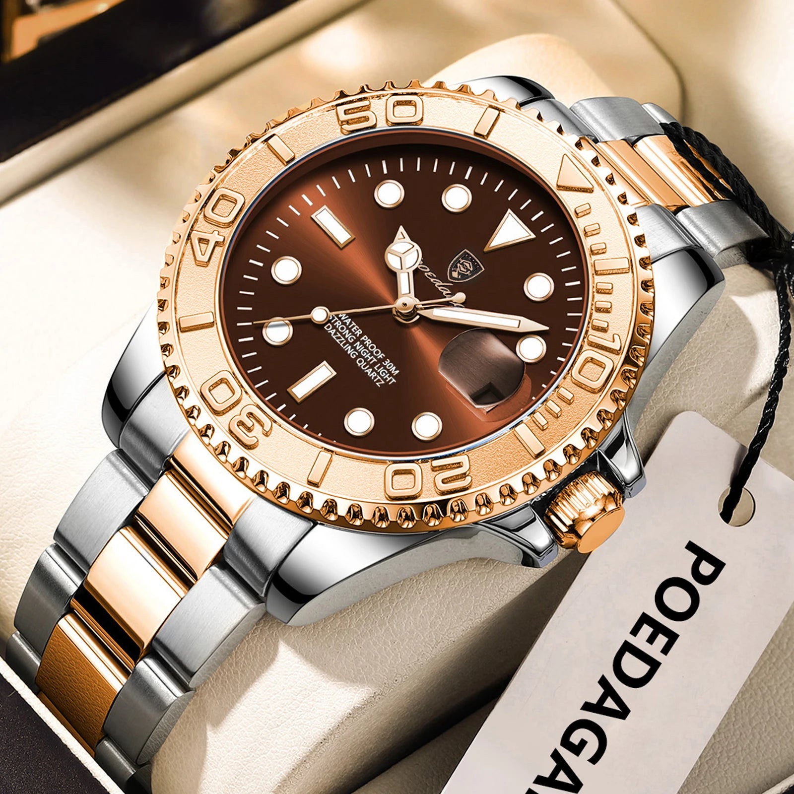 POEDAGAR Original Luxury Man Wristwatch Waterproof Luminous Date Men Watch Stainless Steel Fashion Business Men's Quartz Watches