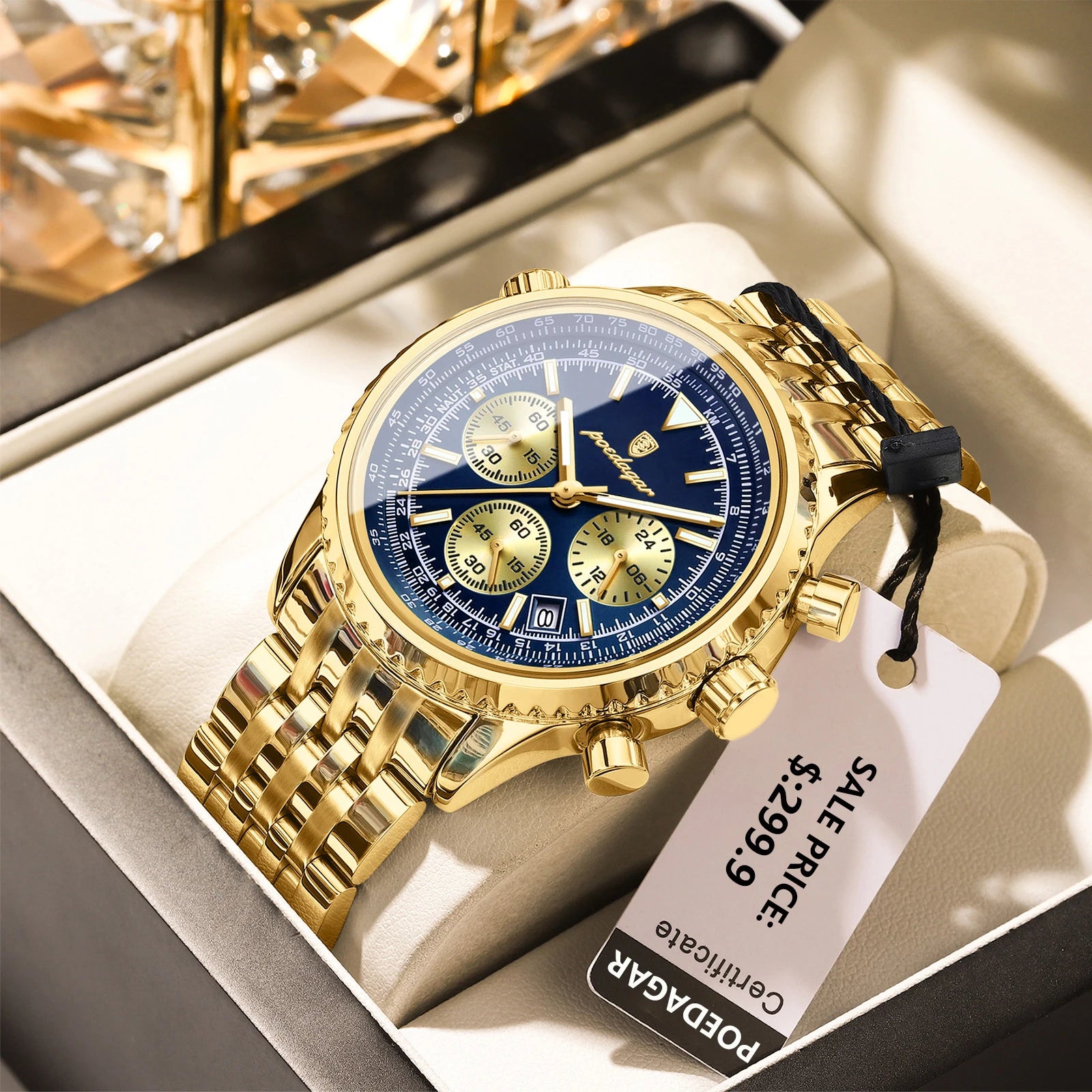 POEDAGAR Luxury Watches For Men Date Chronograph Stainless Steel Man Watch Waterproof Luminous Sport Military Men's Quartz Watch