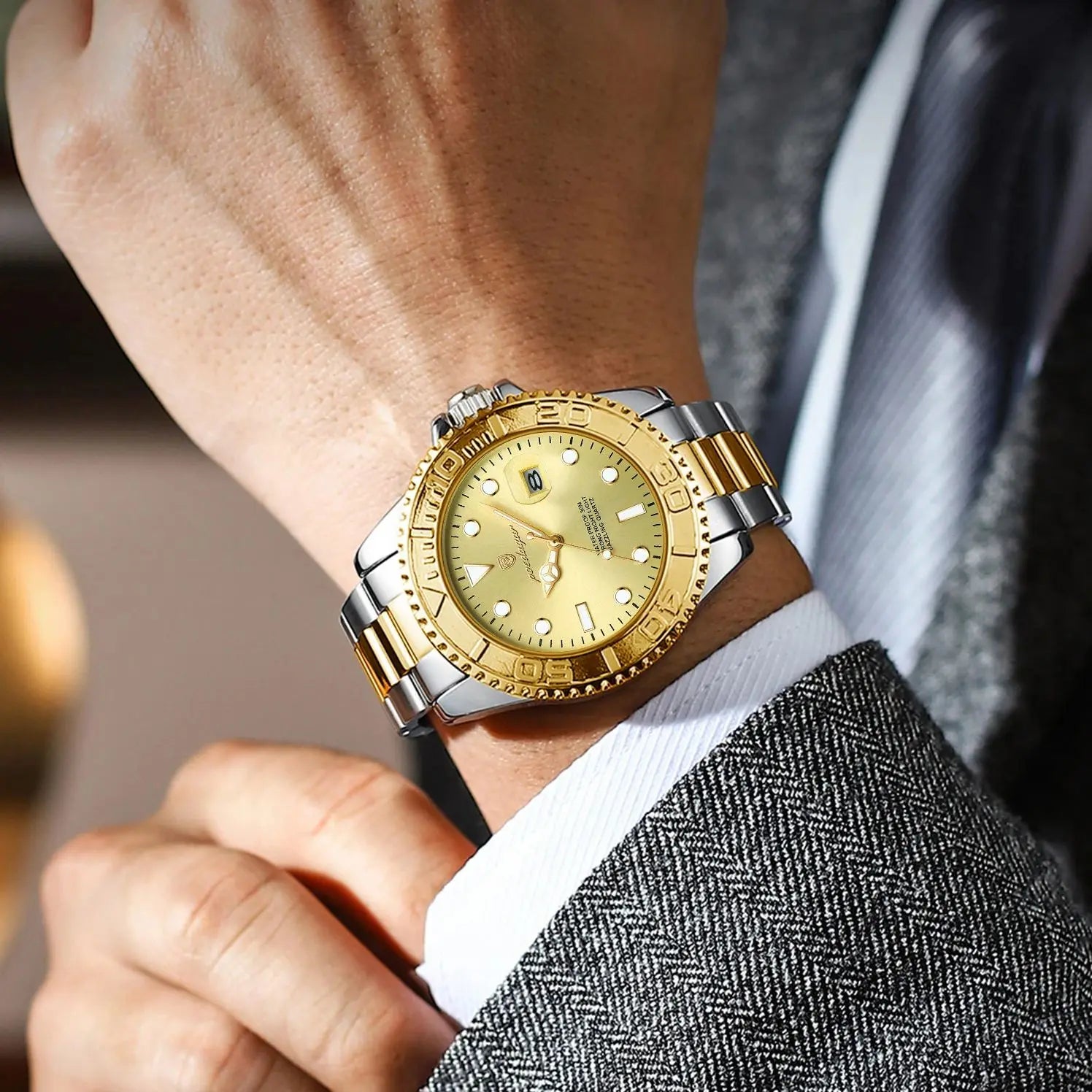 POEDAGAR Original Luxury Man Wristwatch Waterproof Luminous Date Men Watch Stainless Steel Fashion Business Men's Quartz Watches