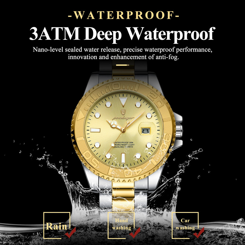 POEDAGAR Original Luxury Man Wristwatch Waterproof Luminous Date Men Watch Stainless Steel Fashion Business Men's Quartz Watches