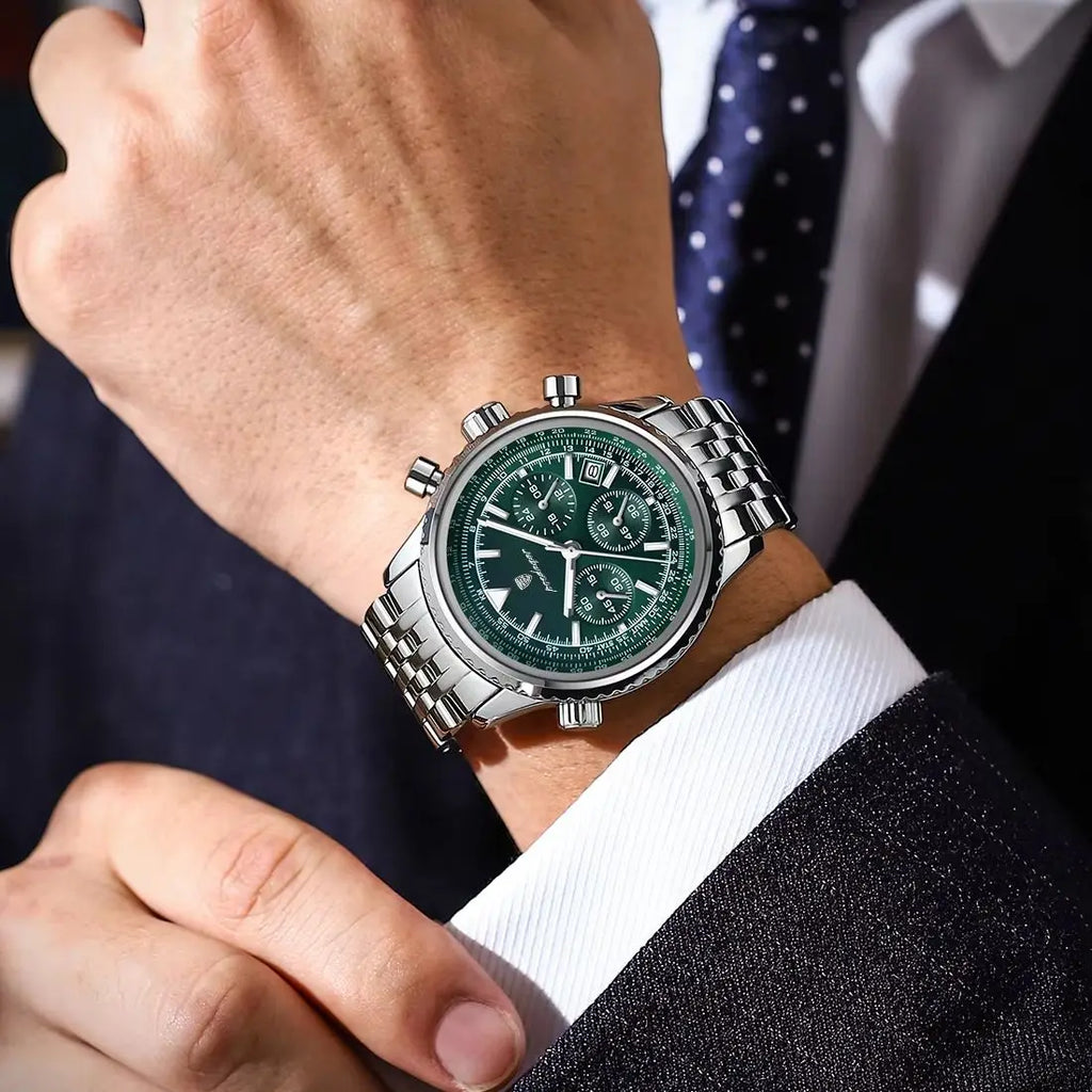 POEDAGAR Luxury Watches For Men Date Chronograph Stainless Steel Man Watch Waterproof Luminous Sport Military Men's Quartz Watch