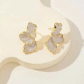 Fashion Delicate Gold Plated Irregular Back Earrings Heavy Design High Quality Cream Flower Earrings, The Best Family Gift For i