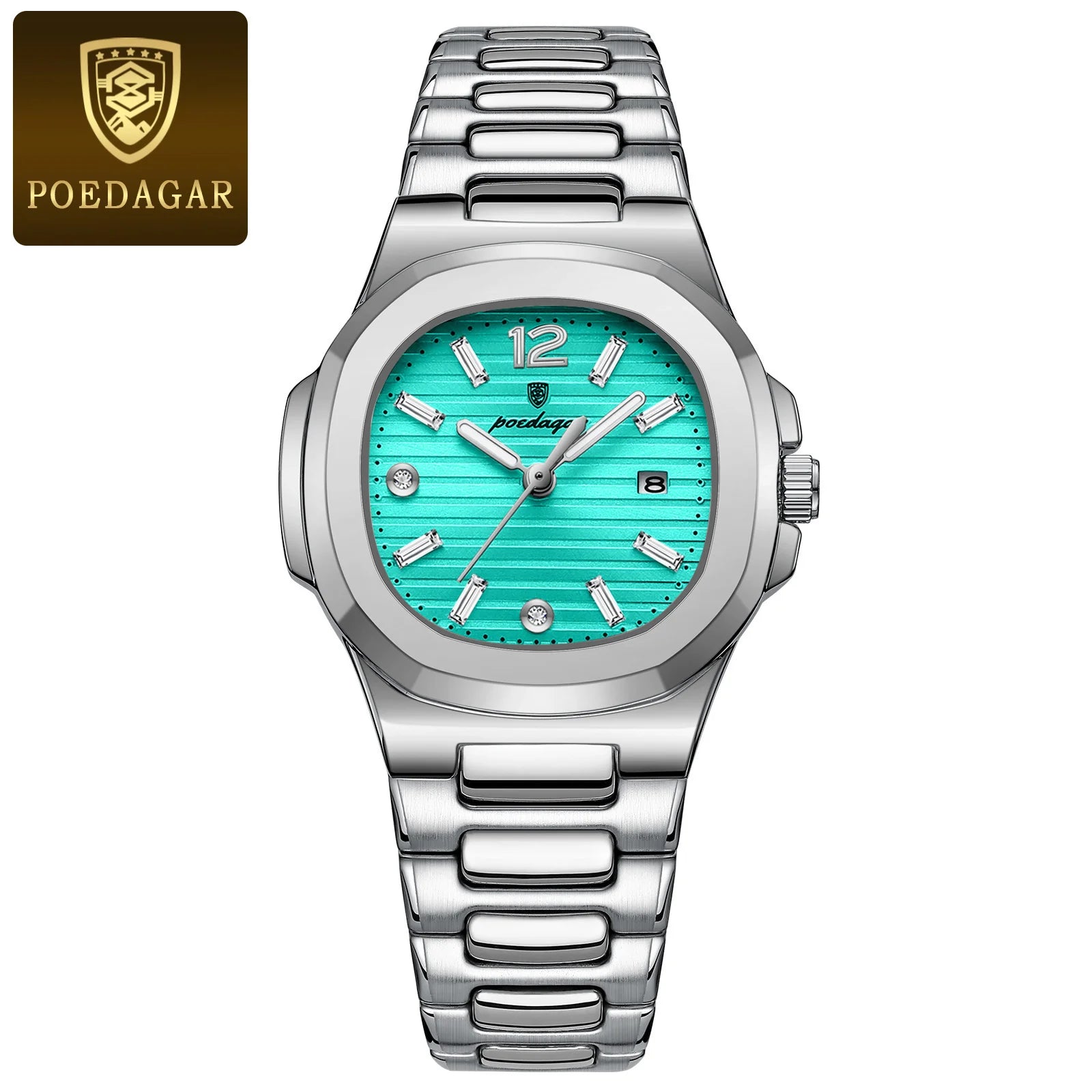 POEDAGAR Square Luxury Ladies Wristwatch Luminous Waterproof Stainless Steel Date Watch For Woman Fashion Quartz Women's Watches