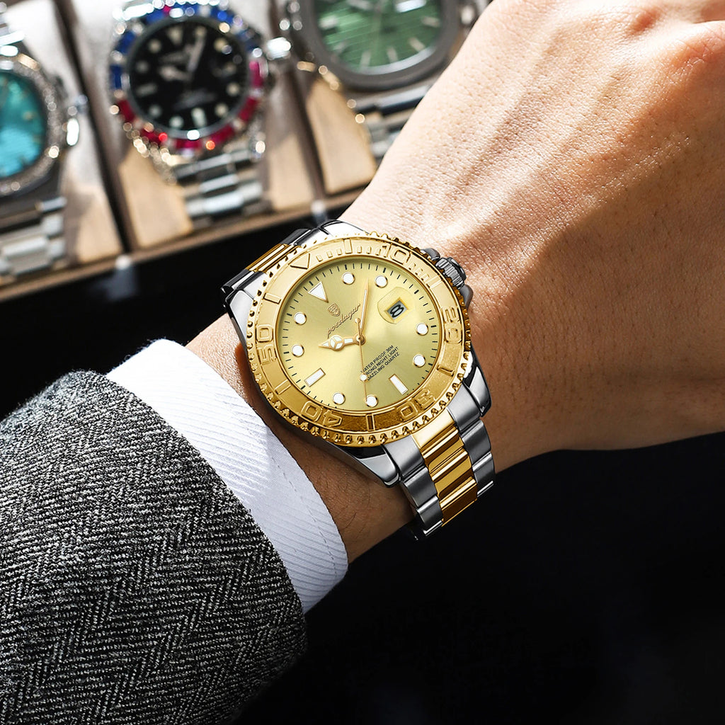 POEDAGAR Original Luxury Man Wristwatch Waterproof Luminous Date Men Watch Stainless Steel Fashion Business Men's Quartz Watches