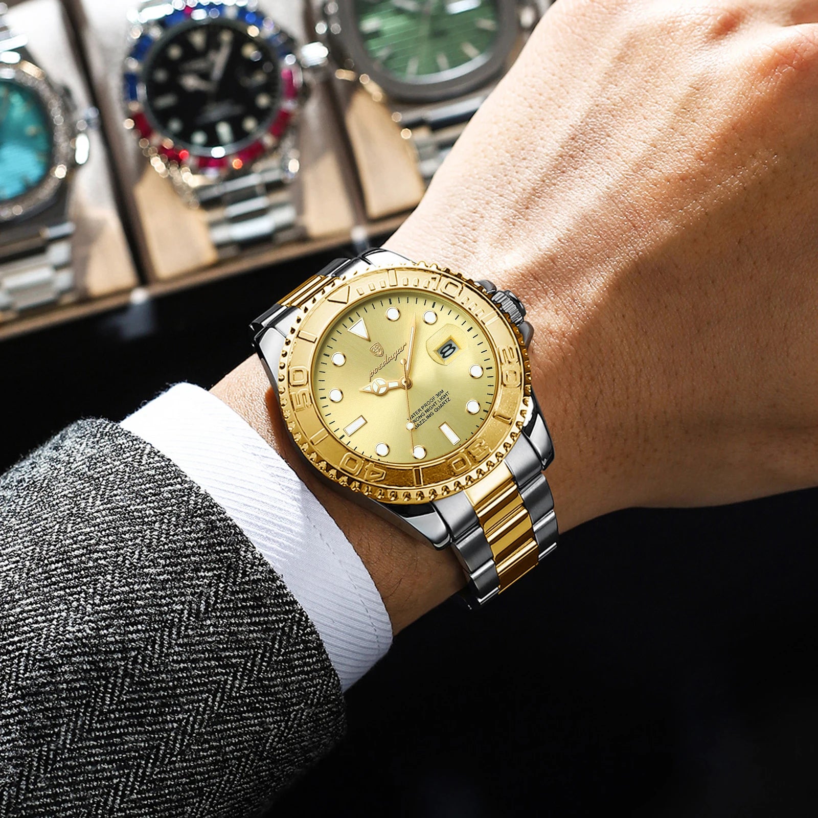 POEDAGAR Original Luxury Man Wristwatch Waterproof Luminous Date Men Watch Stainless Steel Fashion Business Men's Quartz Watches