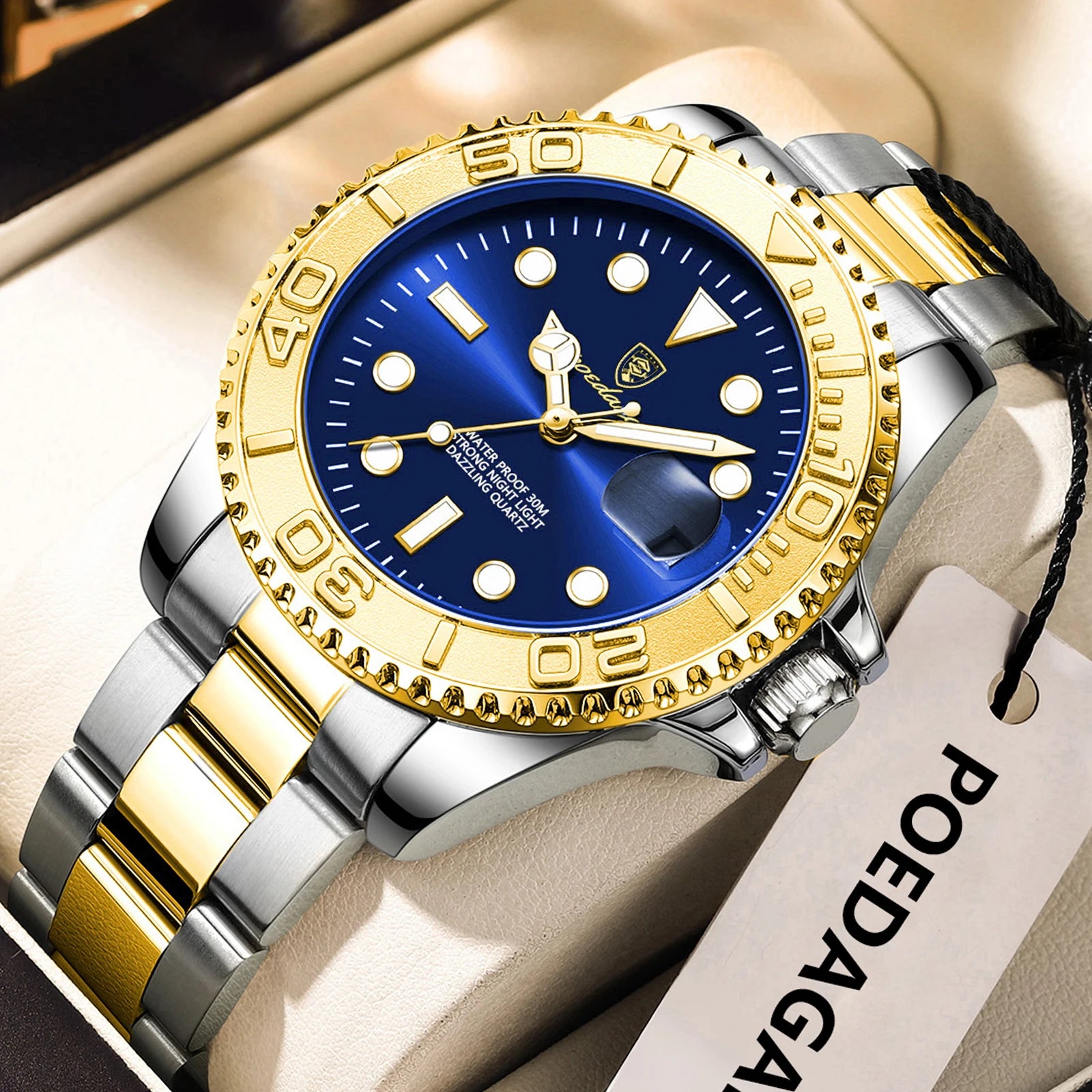 POEDAGAR Original Luxury Man Wristwatch Waterproof Luminous Date Men Watch Stainless Steel Fashion Business Men's Quartz Watches