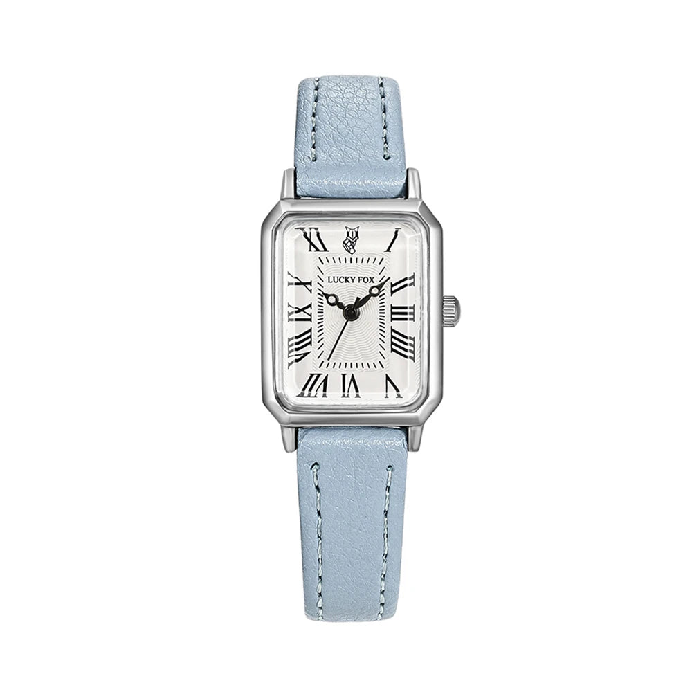 Fashion Rectangle Quartz Wrist Watch for Women Luxury Brand Roman Dial Leather Strap  Ladies Watches Clock