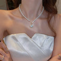 Elegant Pearl Necklace For Women Heart Pendant Necklaces Luxury Imitation Pearls Chain Necklaces Korean Jewelry Girls Gifts