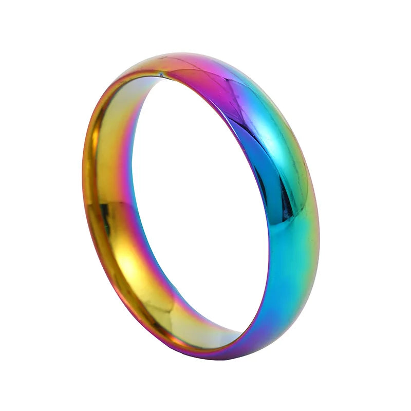6MM Stainless Steel Smooth Rings For Women Men Titanium Steel Ring Couple Wedding Fashion Waterproof Jewelry Gift